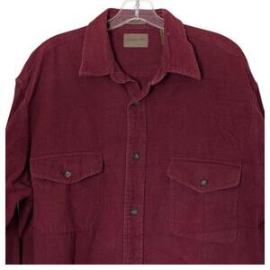 St. John's Bay Shirt Mens Large Burgundy Chamois Cloth Button Down 90s‎ Vintage